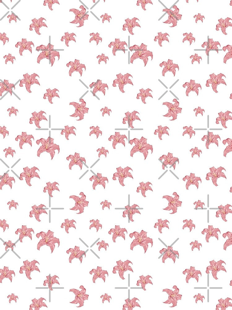 Cute Sweet Pink Aesthetic Lily Flowers art pattern by Smuchie