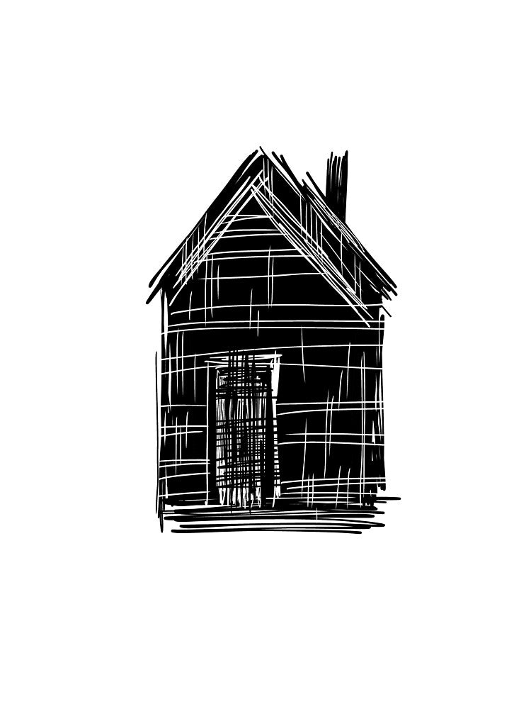 Lonely house. Black and white digital graphics. Minimalism by LenaSfinks T-Shirts, Hoodie, Sweatshirt (Image 2)