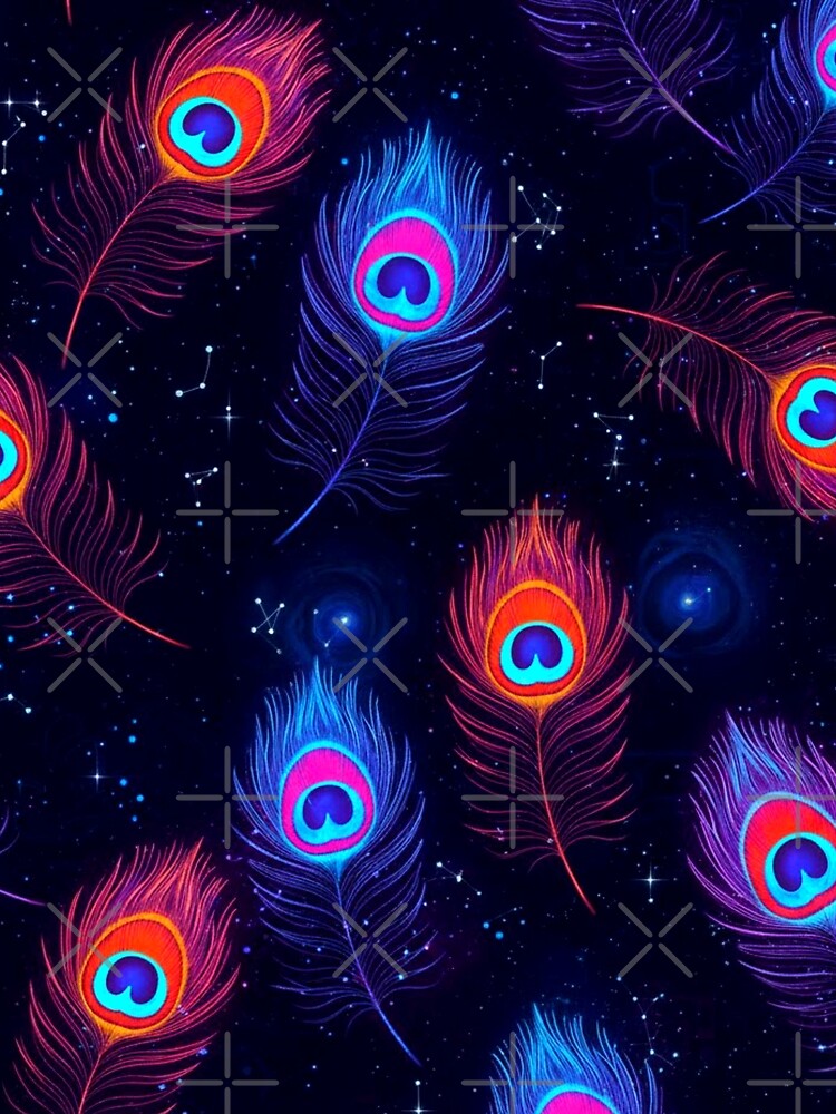 Galaxy Neon Peacock Pattern - Cosmic Redbubble Print by ExploreAura Studio T-Shirts, Hoodie, Sweatshirt (Image 2)