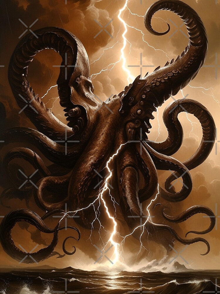 Kraken Beneath the Storm – Dark Gothic Ocean Fantasy Art by semenol T-Shirts, Hoodie, Sweatshirt | BlankRebels.com (Image 2)