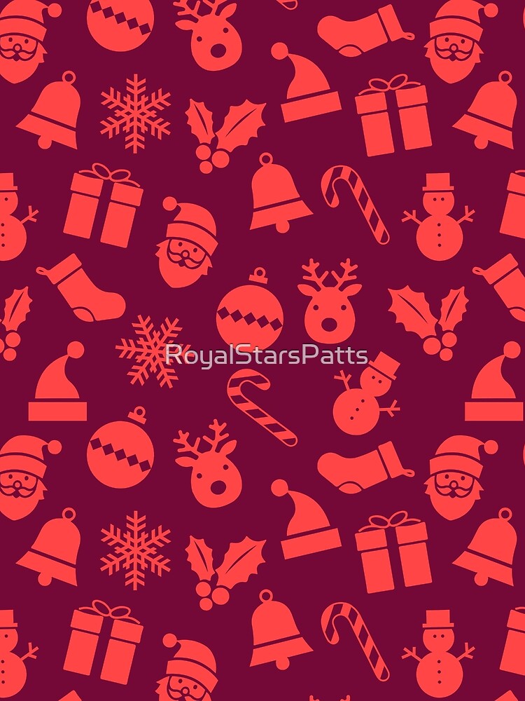 Burgundy Mid Century Snowman Merry Christmas Holiday Pattern    - Christmas Gifts For Mom by RoyalStarsPatts... (Image 2)