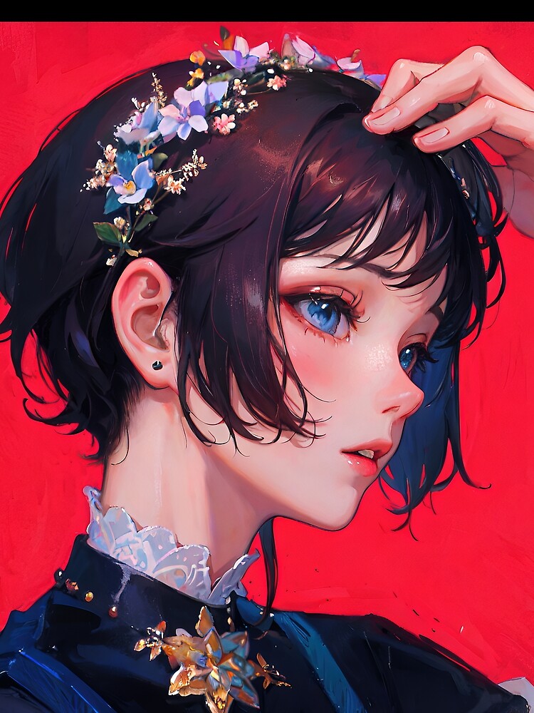 Anime girl with jewelry red portrait by TheArtistOf2022 T-Shirts, Hoodie, Sweatshirt | BlankRebels.com (Image 2)