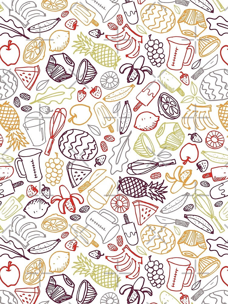 Vector white fruit popsicle hand drawn doodle repeat pattern by jamiesoondesign T-Shirts, Hoodie, Sweatshirt (Image 2)