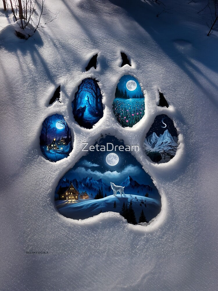 Wolf Paw Winter Night Art by ZetaDream T-Shirts, Hoodie, Sweatshirt | BlankRebels.com (Image 2)