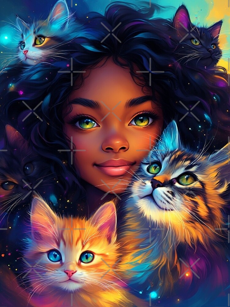 Cat Mom Portrait – Woman with Her Beloved Cats by SweetRossel T-Shirts, Hoodie, Sweatshirt | BlankRebels.com (Image 2)