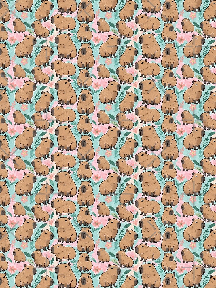 Cute Capybara Floral Pattern by MythicPrompts T-Shirts, Hoodie, Sweatshirt | BlankRebels.com (Image 2)