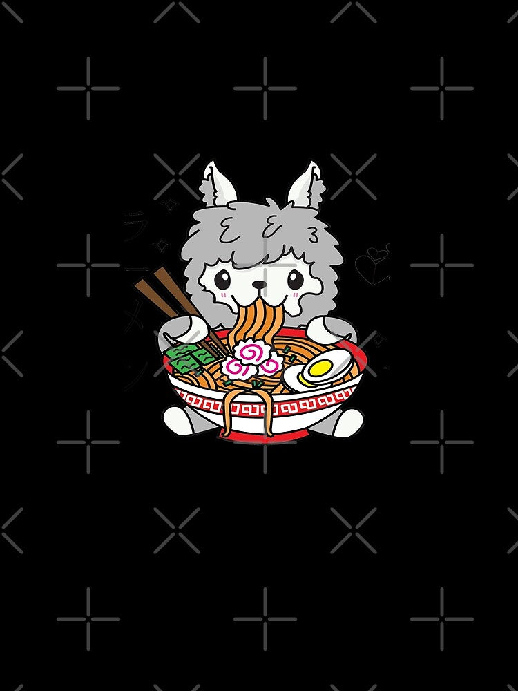 Grey Llama Eating Ramen Cute Kawaii Noodles by YueHeng Creates ⭐⭐⭐⭐⭐ T-Shirts, Hoodie, Sweatshirt | BlankRebels.com (Image 2)
