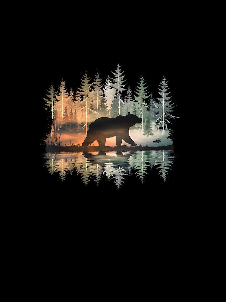 Majestic Bear Forest Silhouette | Wilderness Nature Art | Vintage Wildlife Illustration by ProStyleThreads... (Image 2)