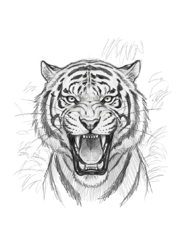 Roaring tiger in doodle sketch style by PastVision T-Shirts, Hoodie, Sweatshirt | BlankRebels.com (Image 2)