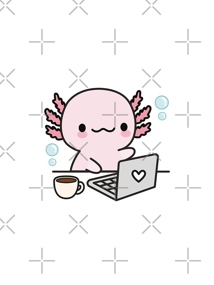 Cute Axolotl working on the computer by XoTheMonster T-Shirts, Hoodie, Sweatshirt | BlankRebels.com (Image 2)