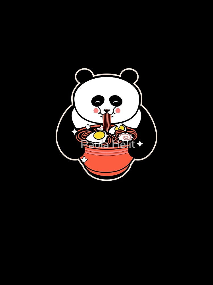 Kawaii Panda Eating Ramen Noodles Japanese Food Anime by Paula Helit T-Shirts, Hoodie, Sweatshirt | BlankRebels.com (Image 2)