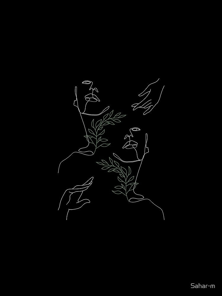 Minimal Face and Hand Art - Black by Sahar-m T-Shirts, Hoodie, Sweatshirt | BlankRebels.com (Image 2)