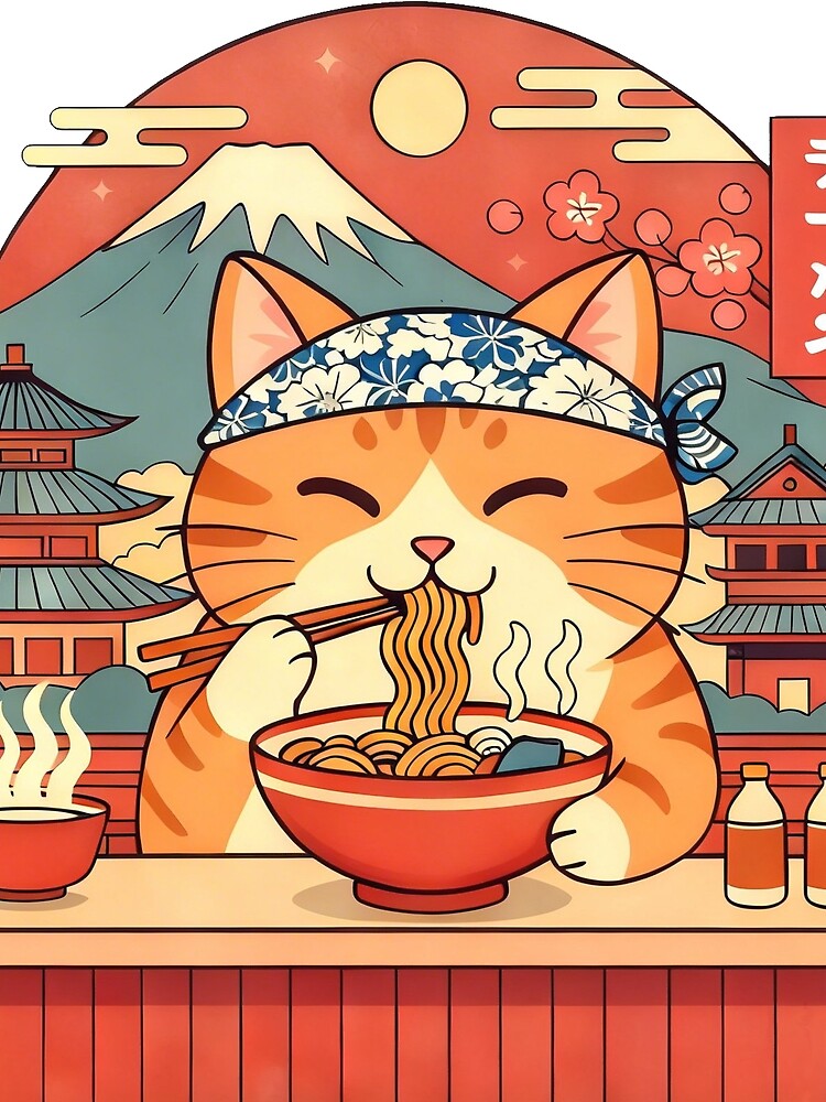 cats, ramen, and fuji mountain by hafako T-Shirts, Hoodie, Sweatshirt | BlankRebels.com (Image 2)