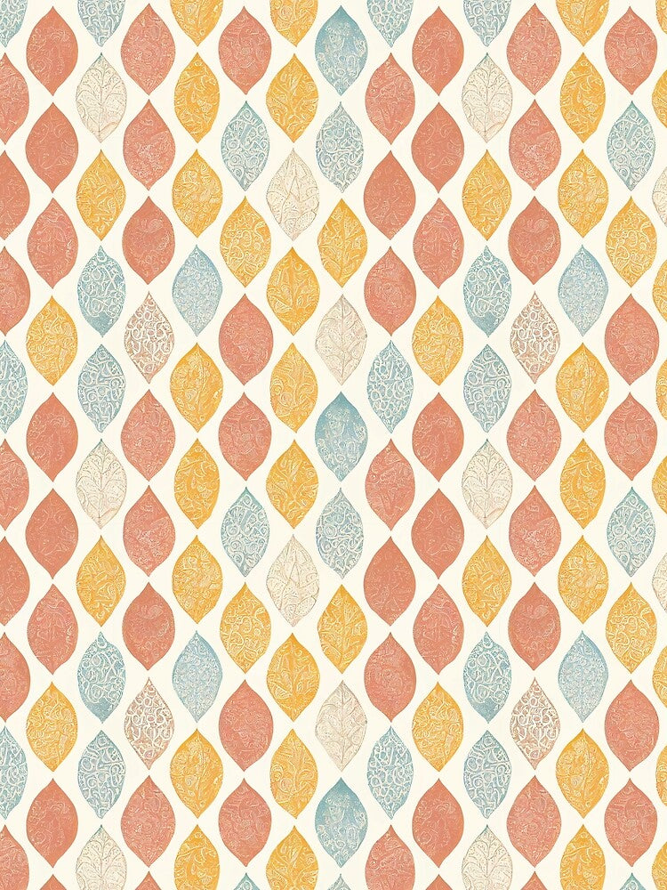 Washed Out Colored Boho Leaves Pattern - Yellow, Red, Beige, Blue, Light Background by kougan T-Shirts, Hoodie,... (Image 2)