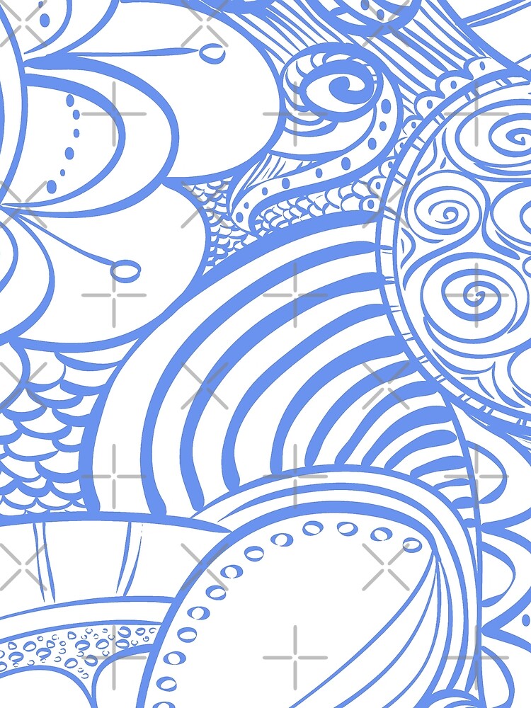Hand-Drawn Floral Blue and Swirls Outline by madtoyman T-Shirts, Hoodie, Sweatshirt | BlankRebels.com (Image 2)