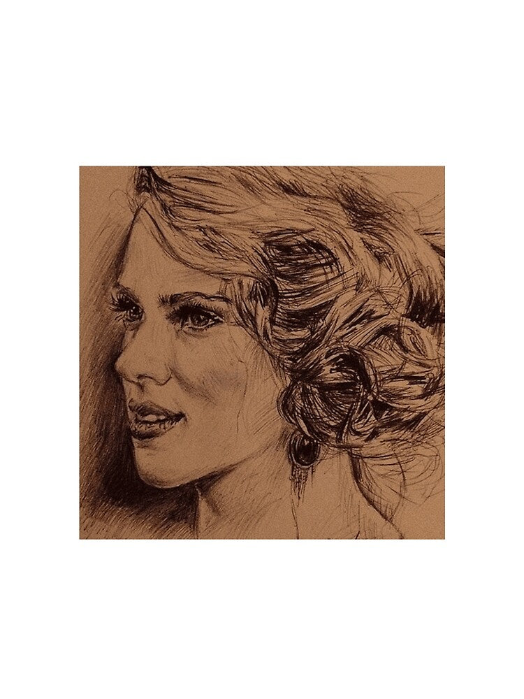 Scarlett Johansson Hand Drawn Sketch Style Portrait with Detailed Line Work by valeriaraglow T-Shirts, Hoodie,... (Image 2)