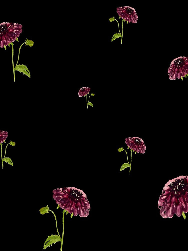 Dahlia Red Seamless Cute Pattern Watercolor Black Yana Mustafina Boho Soulful T-Shirts, Hoodie, Sweatshirt