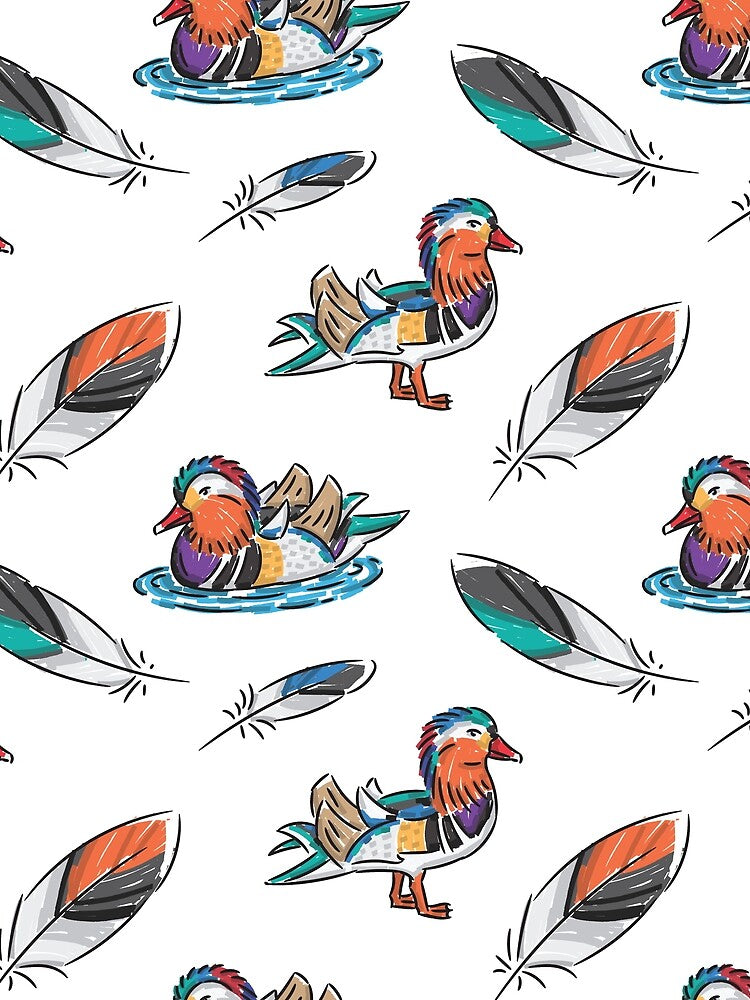 Mandarin ducks and colorful feathers by AleksOrel T-Shirts, Hoodie, Sweatshirt | BlankRebels.com (Image 2)