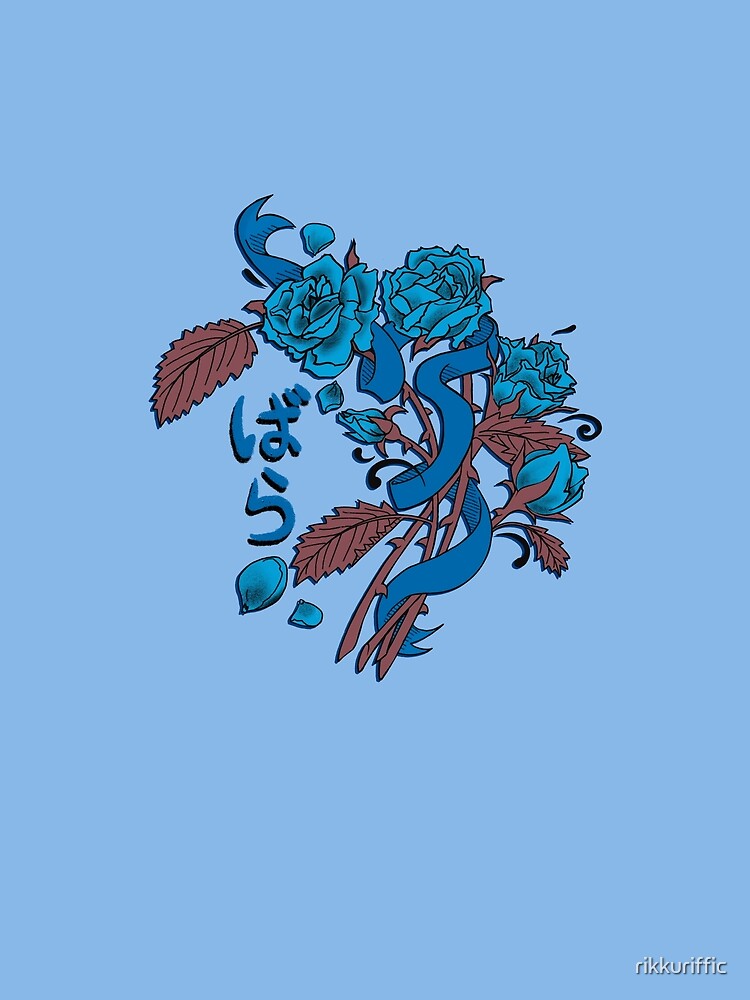 Tattoo Style Roses - blue by rikkuriffic T-Shirts, Hoodie, Sweatshirt | BlankRebels.com (Image 2)