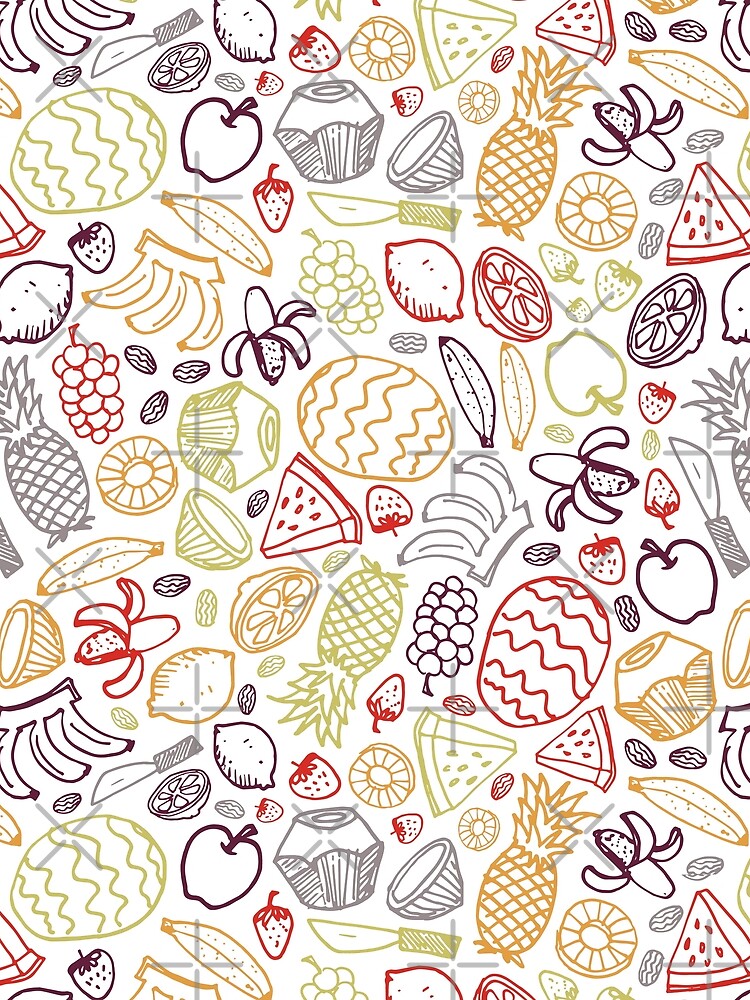 Vector white fruits hand drawn doodle repeat pattern by jamiesoondesign T-Shirts, Hoodie, Sweatshirt (Image 2)