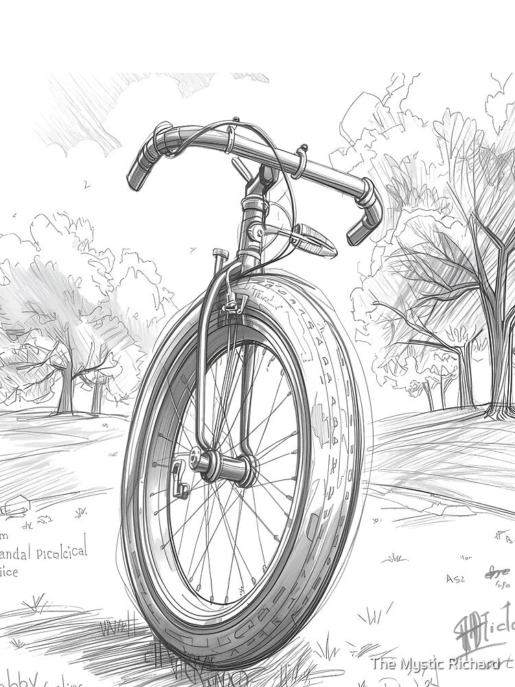 Retro Cycling Sketch – Thick Wheel in a Natural Setting by The Mystic Richard T-Shirts, Hoodie, Sweatshirt (Image 2)