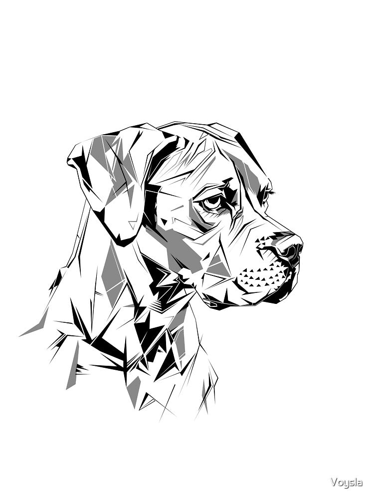 Monochrome Boxer Dog Abstract Portrait by Voysla
