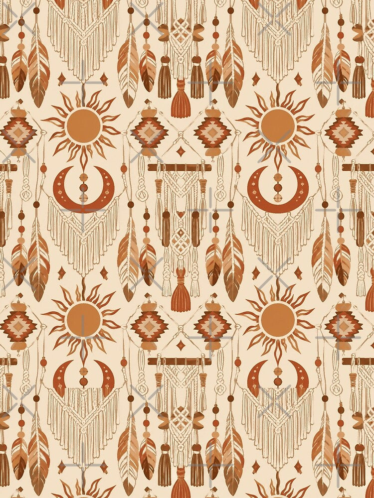 Macrame Boho Retro Seamless Pattern Print by Inkworksbyshery