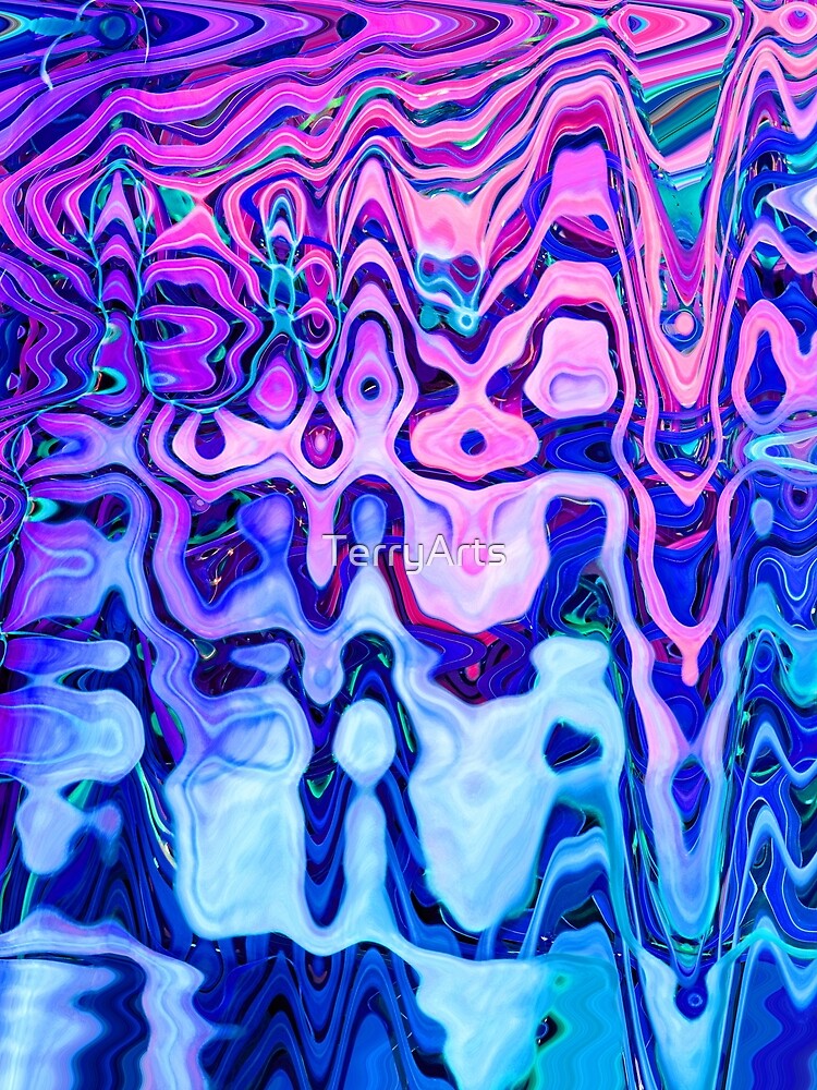 Groovy Hippie Style Abstract Wavy Lines in Violet and Blue Shades 4 of 4 by Beachy T-Shirts, Hoodie, Sweatshirt (Image 2)