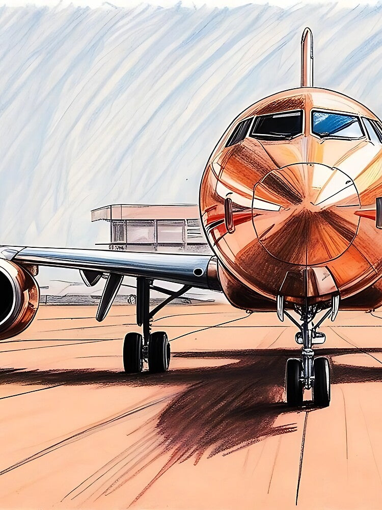 Sketch-Style Airplane Illustration - Parked at the Airport by EMairplanes T-Shirts, Hoodie, Sweatshirt (Image 2)