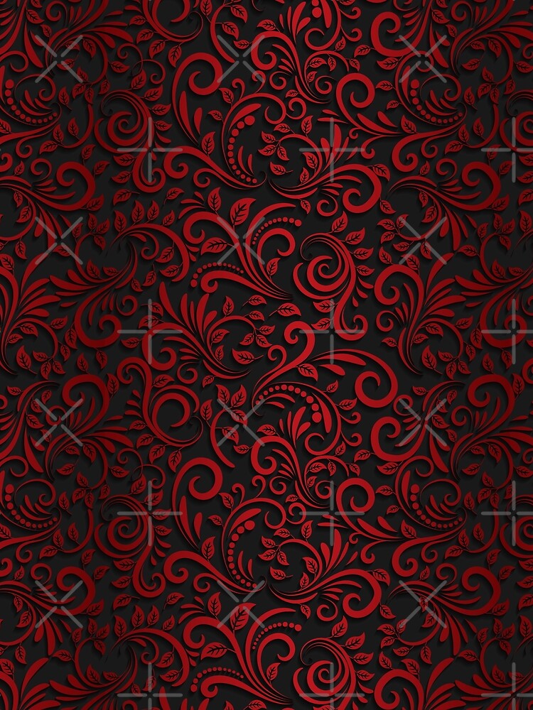 Seamless Pattern With Shadow, Red And Black Progressive Colouring Floral Ornamental by TiiNGA T-Shirts, Hoodie,... (Image 2)