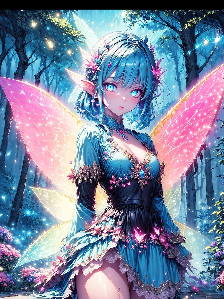 Manga glowing fairy in magical forest by TheArtistOf2022