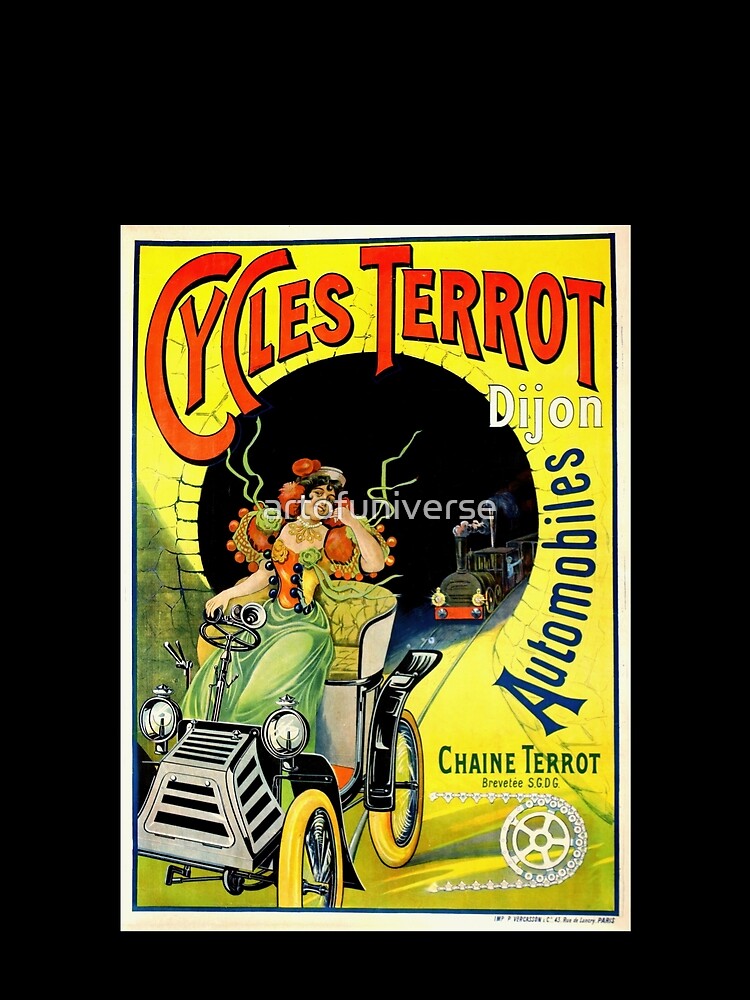 Vintage Cycles Terrot Poster | Art Nouveau Bicycle & Automobile Ad | Antique 1900s French Advertisement Print by artofuniverse