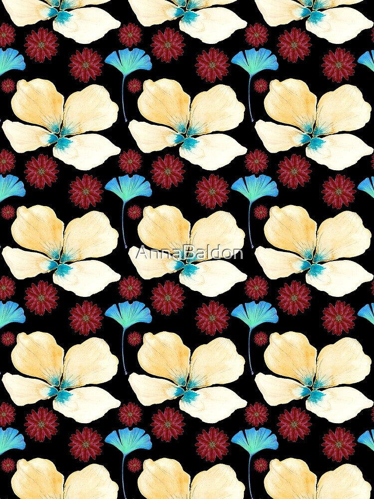 black botanical pattern yellow flower and gingko leaf by AnnaBaldon T-Shirts, Hoodie, Sweatshirt | BlankRebels.com (Image 2)