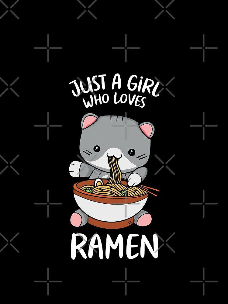 Just A Girl Who Loves Ramen Cat Eating Ramen by OnepixArt T-Shirts, Hoodie, Sweatshirt | BlankRebels.com (Image 2)
