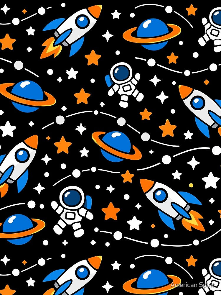 Cute Space Pattern Rockets Astronauts Planets by American Spirit T-Shirts, Hoodie, Sweatshirt | BlankRebels.com (Image 2)