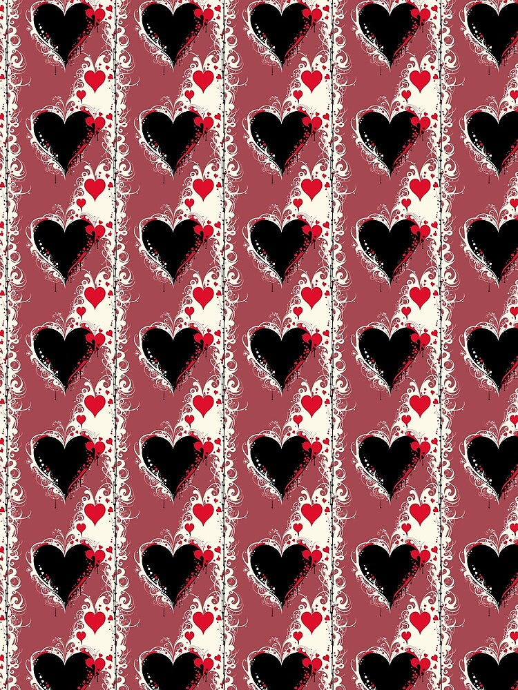 Grunge Black and Red Hearts Stripe Pattern Red White Background by Aaron2610 T-Shirts, Hoodie, Sweatshirt (Image 2)