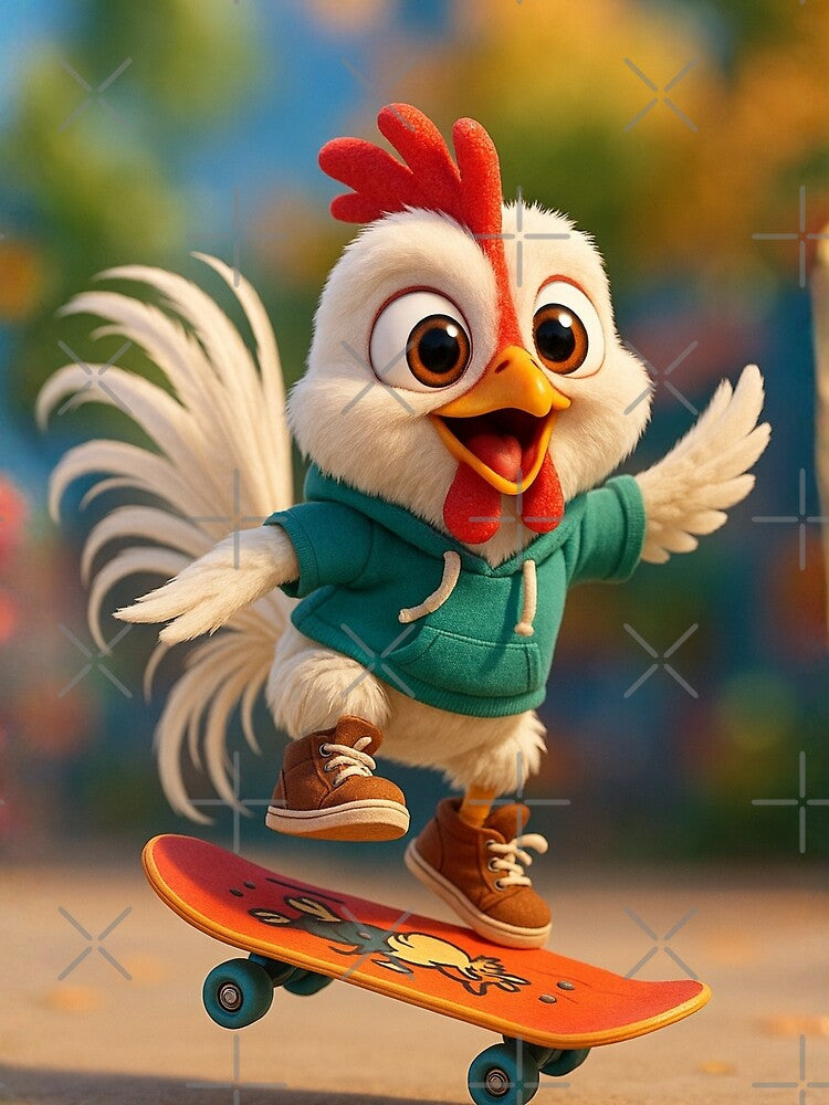 Skater Onagadori Chicken by Sillytoe T-Shirts, Hoodie, Sweatshirt | BlankRebels.com (Image 2)