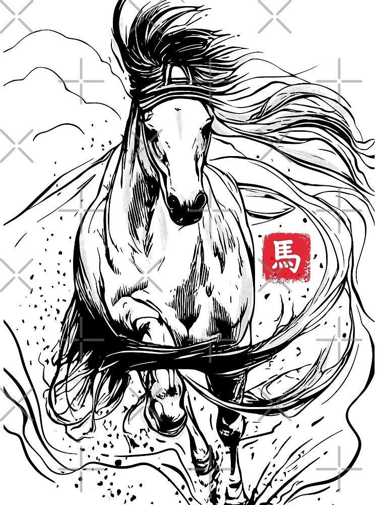 Japanese Horse Sketch by IcalsaidArt T-Shirts, Hoodie, Sweatshirt | BlankRebels.com (Image 2)
