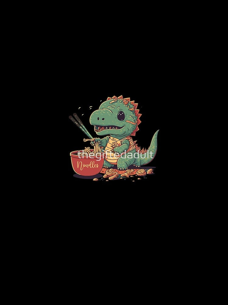 Cute Kawaii Trex Dragon Eating Ramen and Noodles with Chopsticks: a Gift for anime lovers by thegiftedadult... (Image 2)