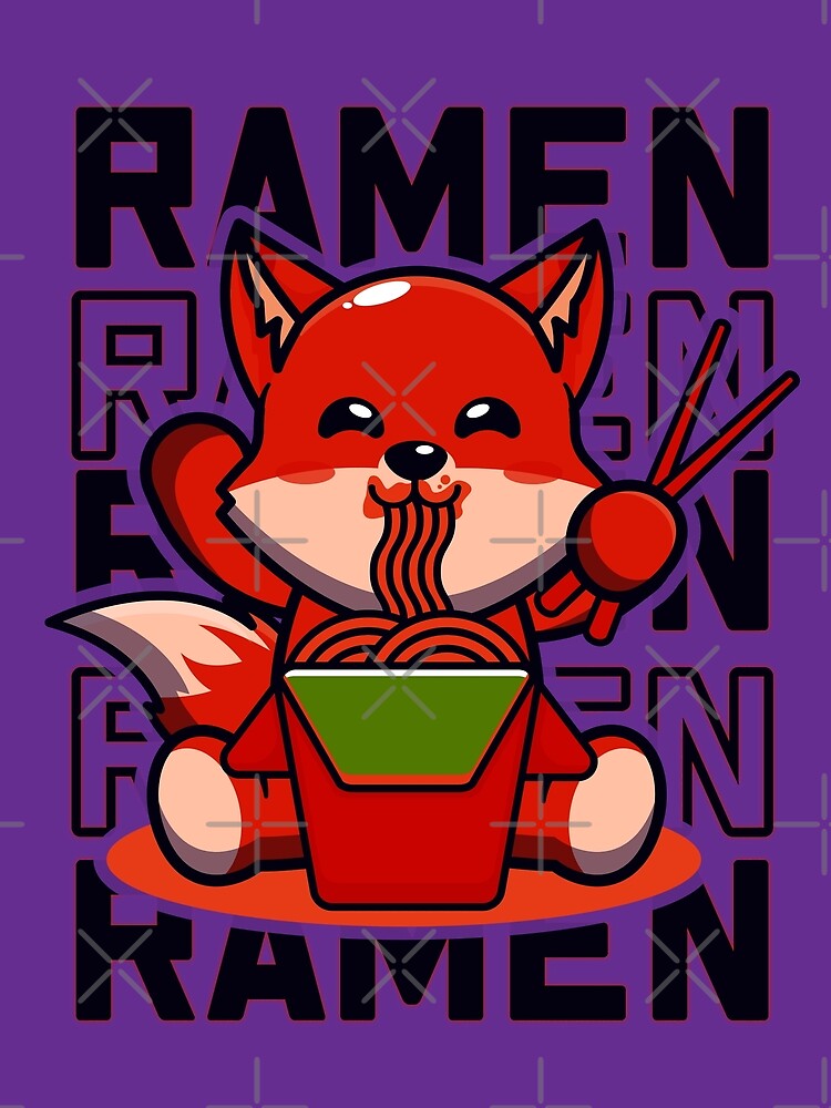 Fox with Ramen, Kawaii Cute Japanese noodles design by Cheeky Companions T-Shirts, Hoodie, Sweatshirt (Image 2)