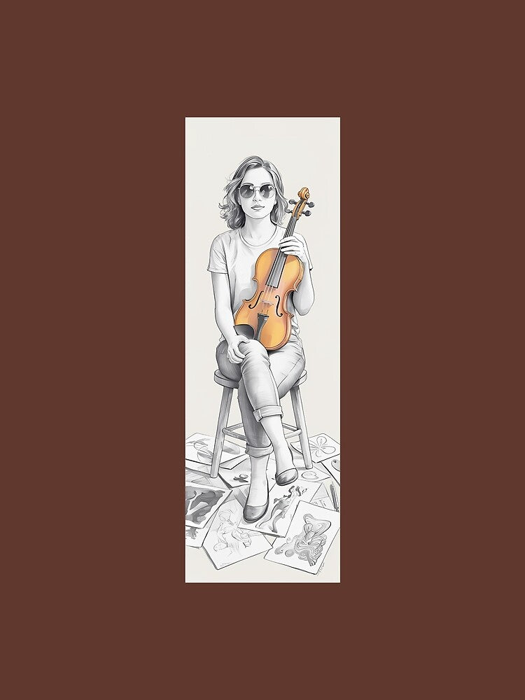 Woman with Violin Drawing Art by DustinruArt T-Shirts, Hoodie, Sweatshirt | BlankRebels.com (Image 2)