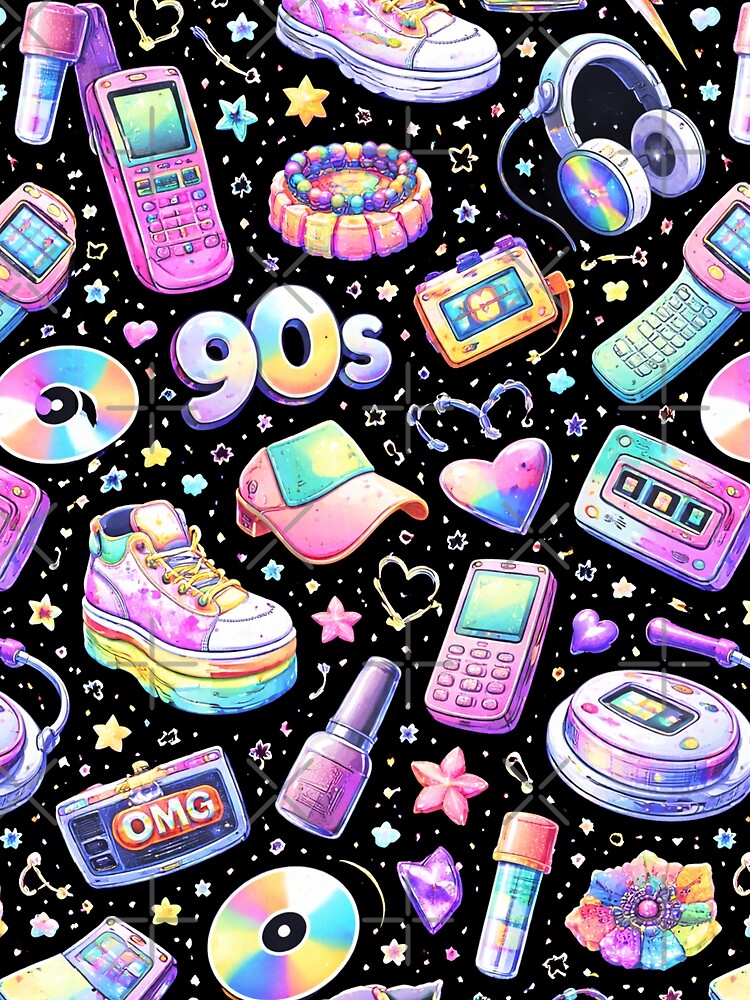 90s Nostalgia Icon Pattern AI – Colorful Retro Pop Culture Seamless Design by Cleora Art T-Shirts, Hoodie,... (Image 2)