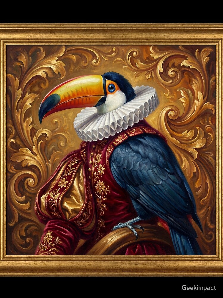 Toucan parrot cool animal Tudor style portrait art by Vintage Designs + T-Shirts, Hoodie, Sweatshirt (Image 2)