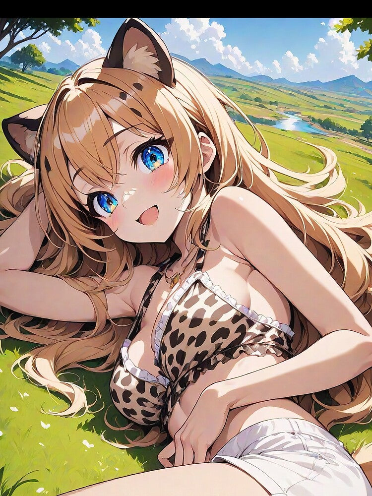 Manga leopard woman with ears in the countryside by TheArtistOf2022 T-Shirts, Hoodie, Sweatshirt | BlankRebels.com (Image 2)