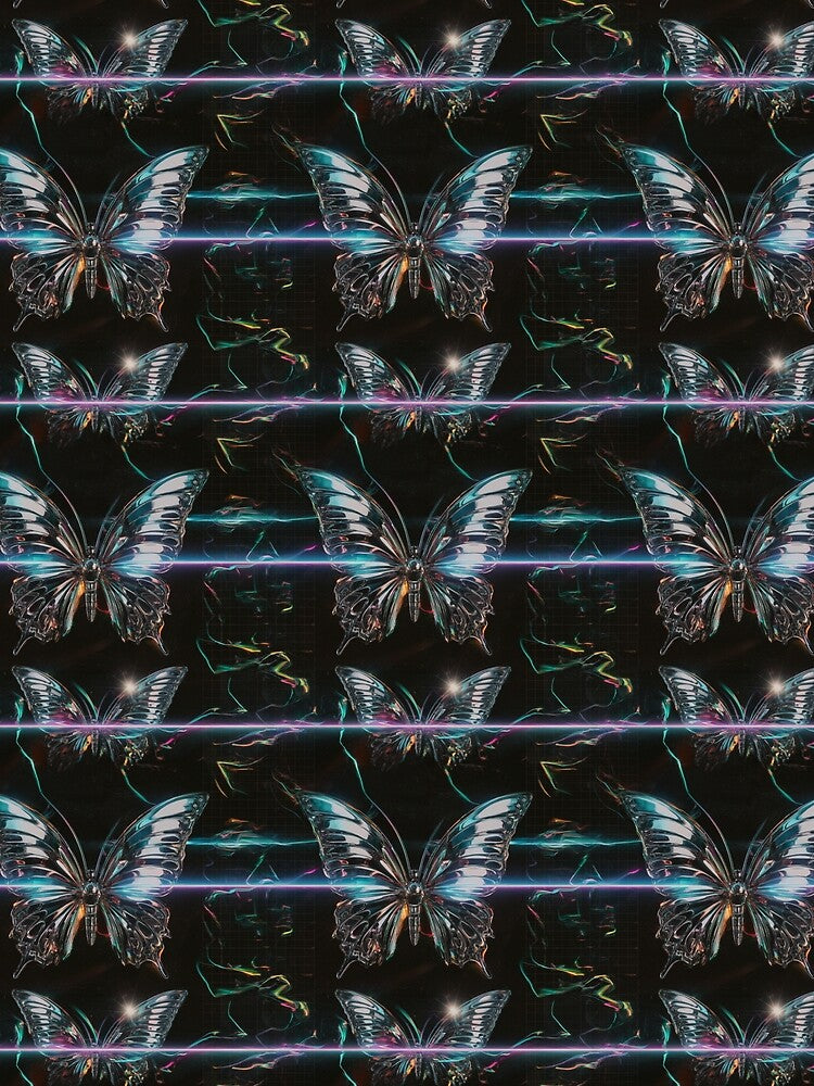 Cyberpunk Chrome Butterfly | Y2K Futuristic Rave Art | Iridescent Sci-Fi Print by NSB-Design T-Shirts, Hoodie,... (Image 2)