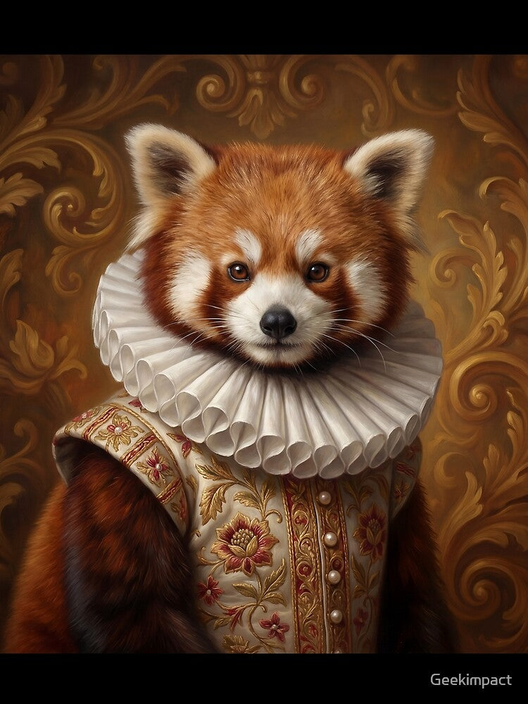 Renaissance Red Panda cool animal Tudor style portrait art by Vintage Designs + T-Shirts, Hoodie, Sweatshirt (Image 2)