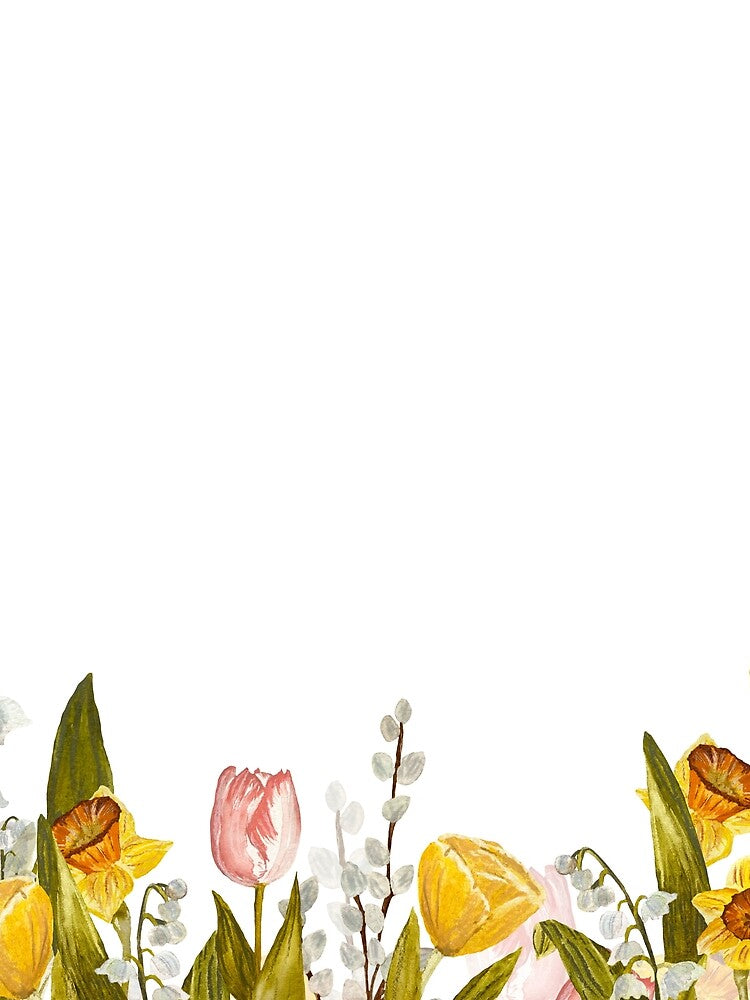 Border snowdrop tulip flower daffodil a watercolor by Yana Mustafina | Boho Soulful Designs T-Shirts, Hoodie,... (Image 2)