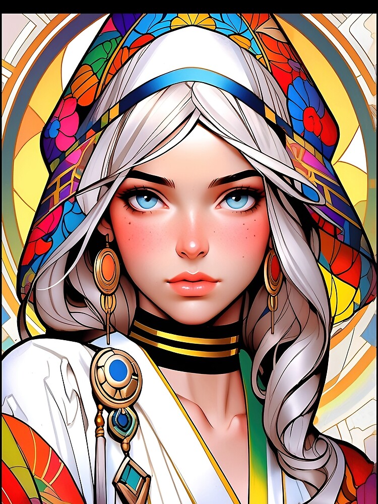Manga colorful girl with mosaic designs by TheArtistOf2022 T-Shirts, Hoodie, Sweatshirt | BlankRebels.com (Image 2)