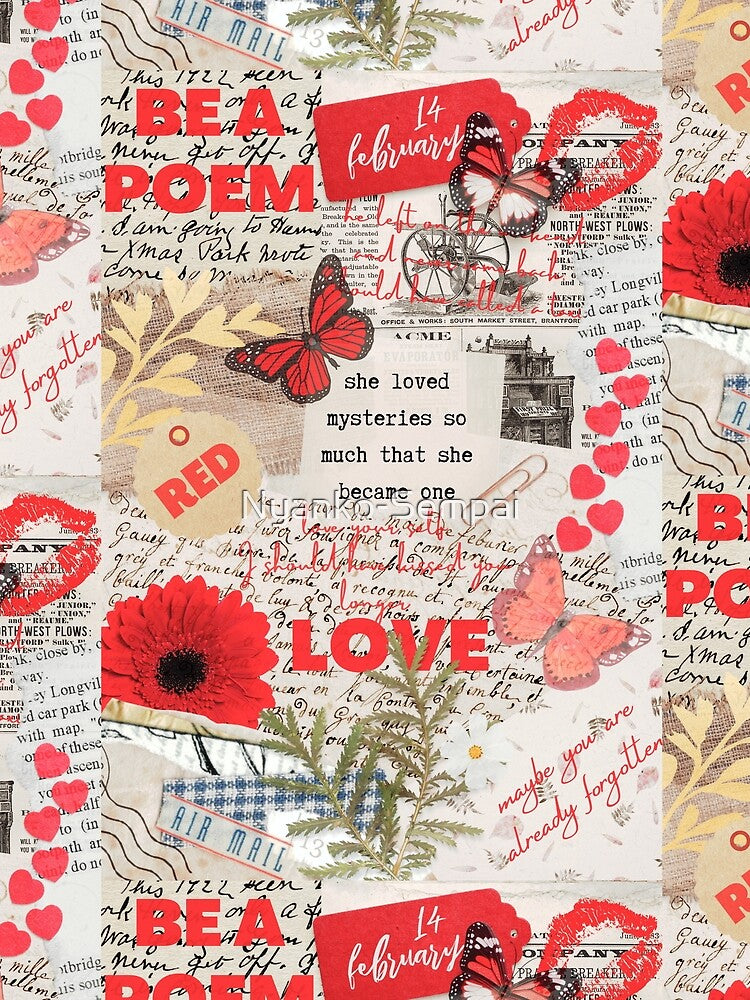 Red valentines aesthetic collage by Nyanko-Sempai T-Shirts, Hoodie, Sweatshirt | BlankRebels.com (Image 2)