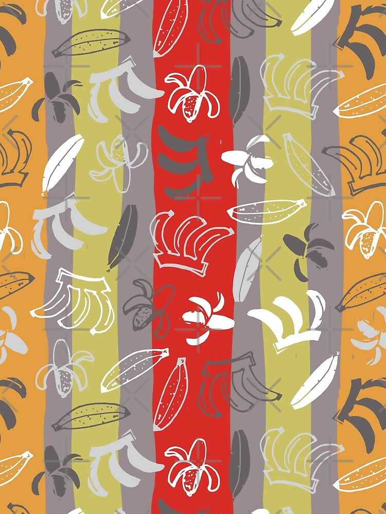 Vector grey colourful stripes hand drawn bananas doodle background pattern by jamiesoondesign T-Shirts, Hoodie,... (Image 2)
